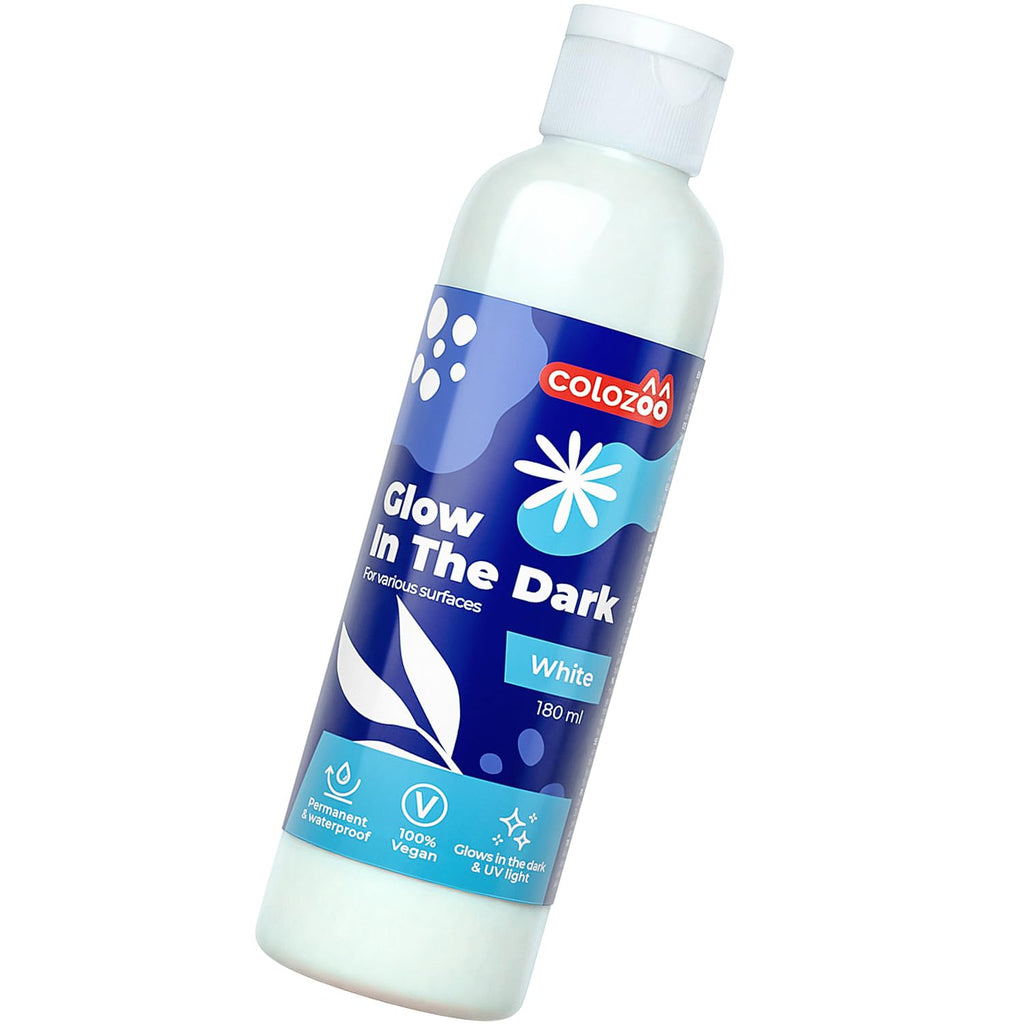 Glow in the Dark Acryl Farben Set | 8x20ml Fluoreszierende Farbe + 3 Pinsel | Die Nachtleuchtend Acrylfarben sind Dauerhaft auf jede Oberflächen