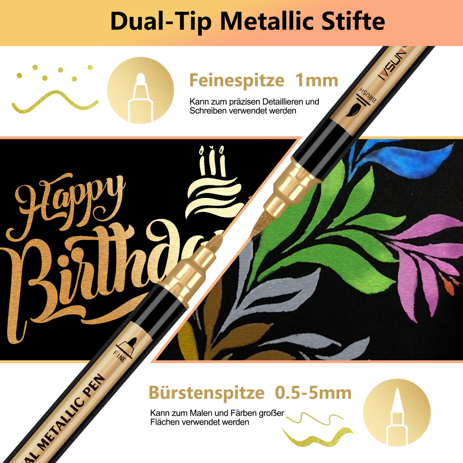 IVSUN 60 Farben Acrylstifte für Steine Wasserfest - Acrylmarker mit feine Spitze und Pinsel für Steine Bemalen Holz Leinwand Keramik Glas, 1-5mm Multimarker Acrylfarben Stifte Set