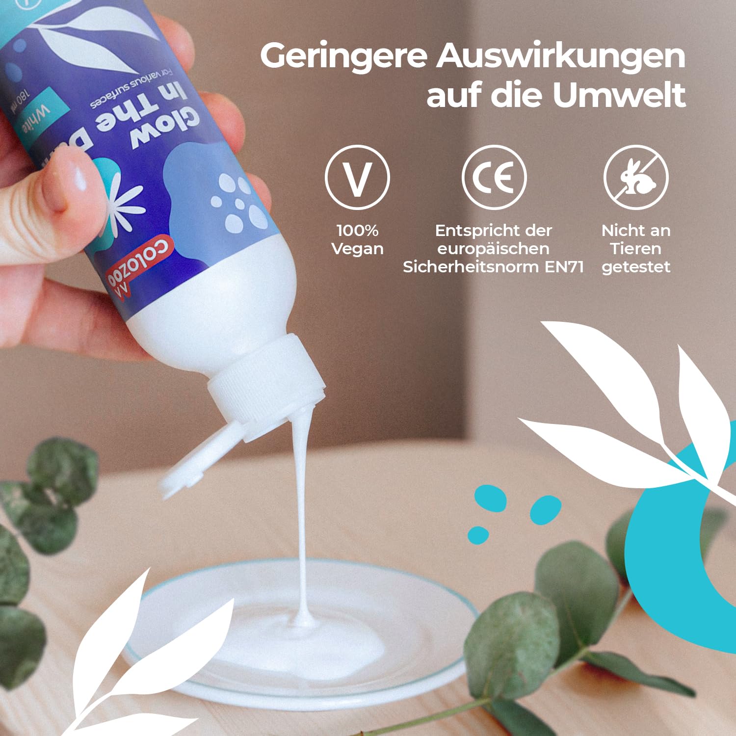 Glow in the Dark Acryl Farben Set | 8x20ml Fluoreszierende Farbe + 3 Pinsel | Die Nachtleuchtend Acrylfarben sind Dauerhaft auf jede Oberflächen