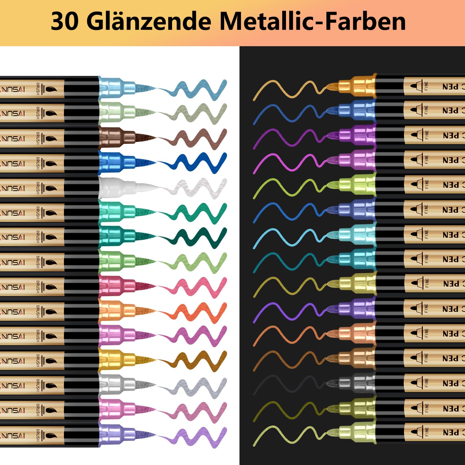 IVSUN 60 Farben Acrylstifte für Steine Wasserfest - Acrylmarker mit feine Spitze und Pinsel für Steine Bemalen Holz Leinwand Keramik Glas, 1-5mm Multimarker Acrylfarben Stifte Set