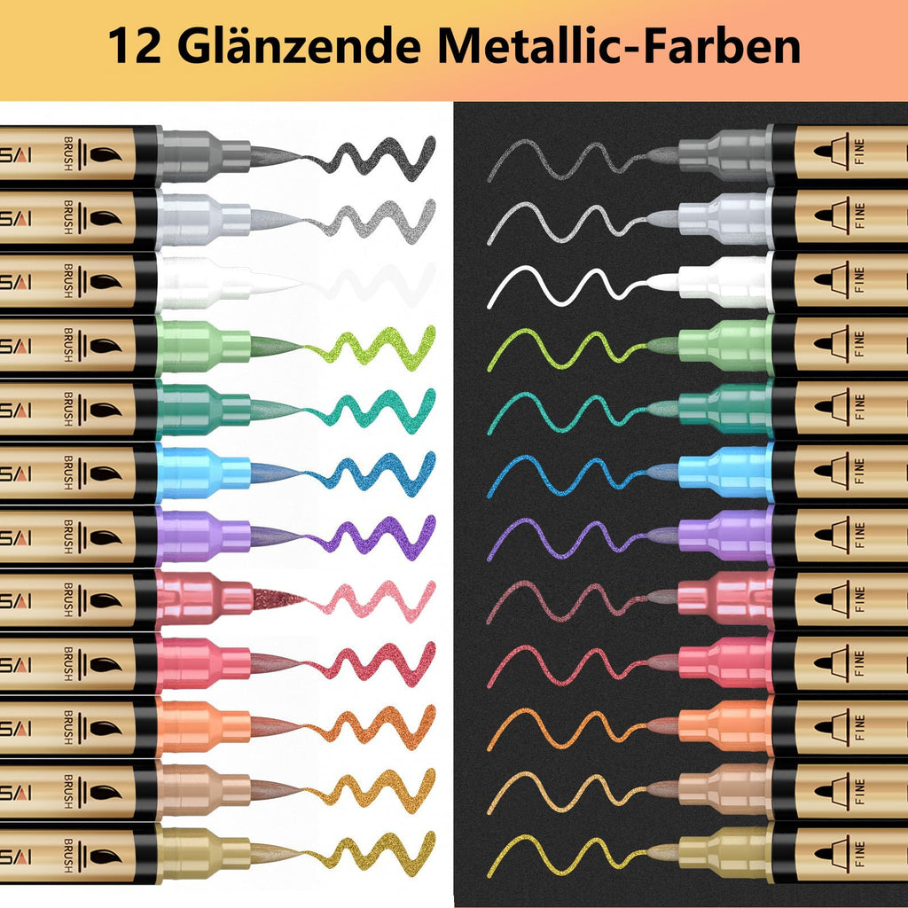 IVSUN 60 Farben Acrylstifte für Steine Wasserfest - Acrylmarker mit feine Spitze und Pinsel für Steine Bemalen Holz Leinwand Keramik Glas, 1-5mm Multimarker Acrylfarben Stifte Set