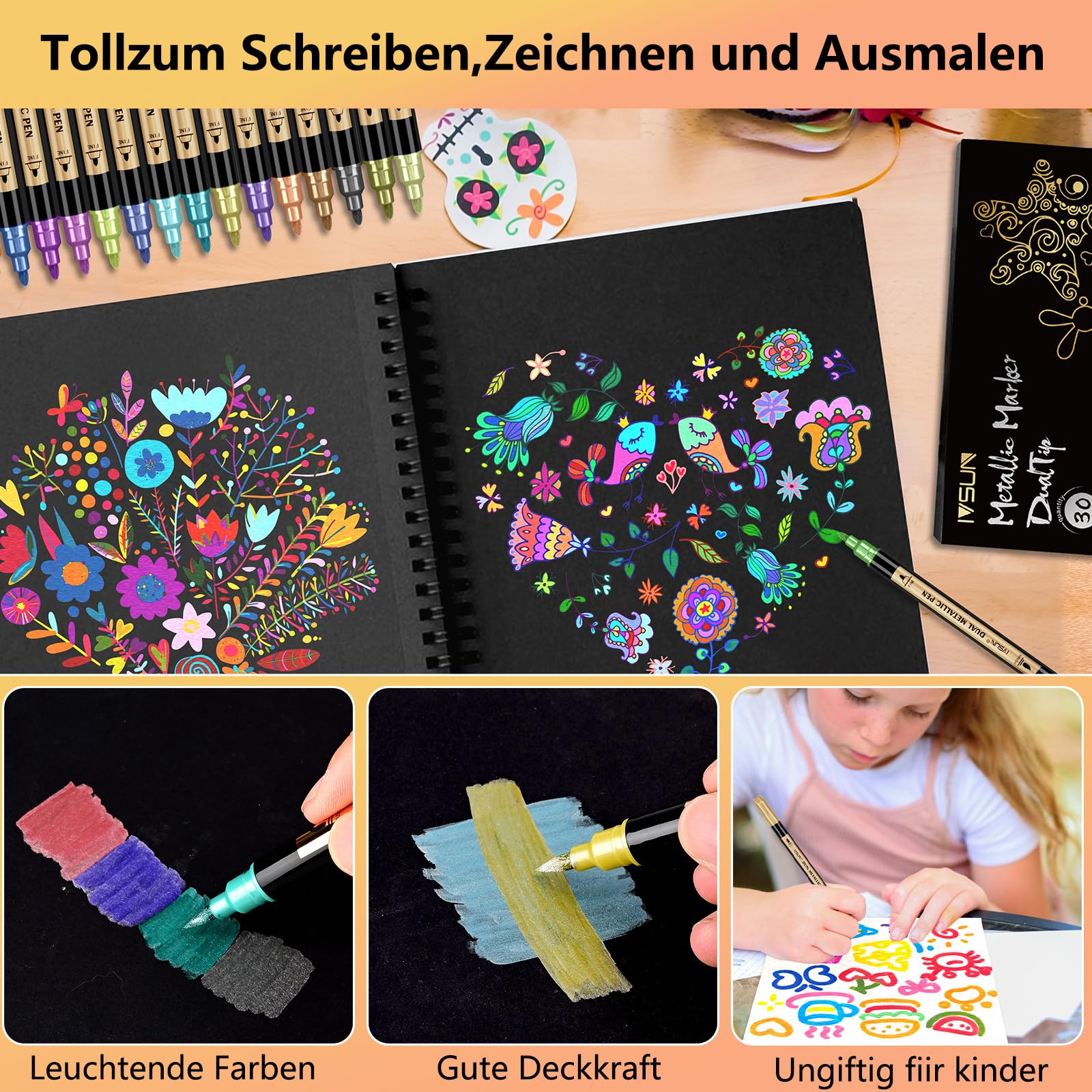 IVSUN 60 Farben Acrylstifte für Steine Wasserfest - Acrylmarker mit feine Spitze und Pinsel für Steine Bemalen Holz Leinwand Keramik Glas, 1-5mm Multimarker Acrylfarben Stifte Set