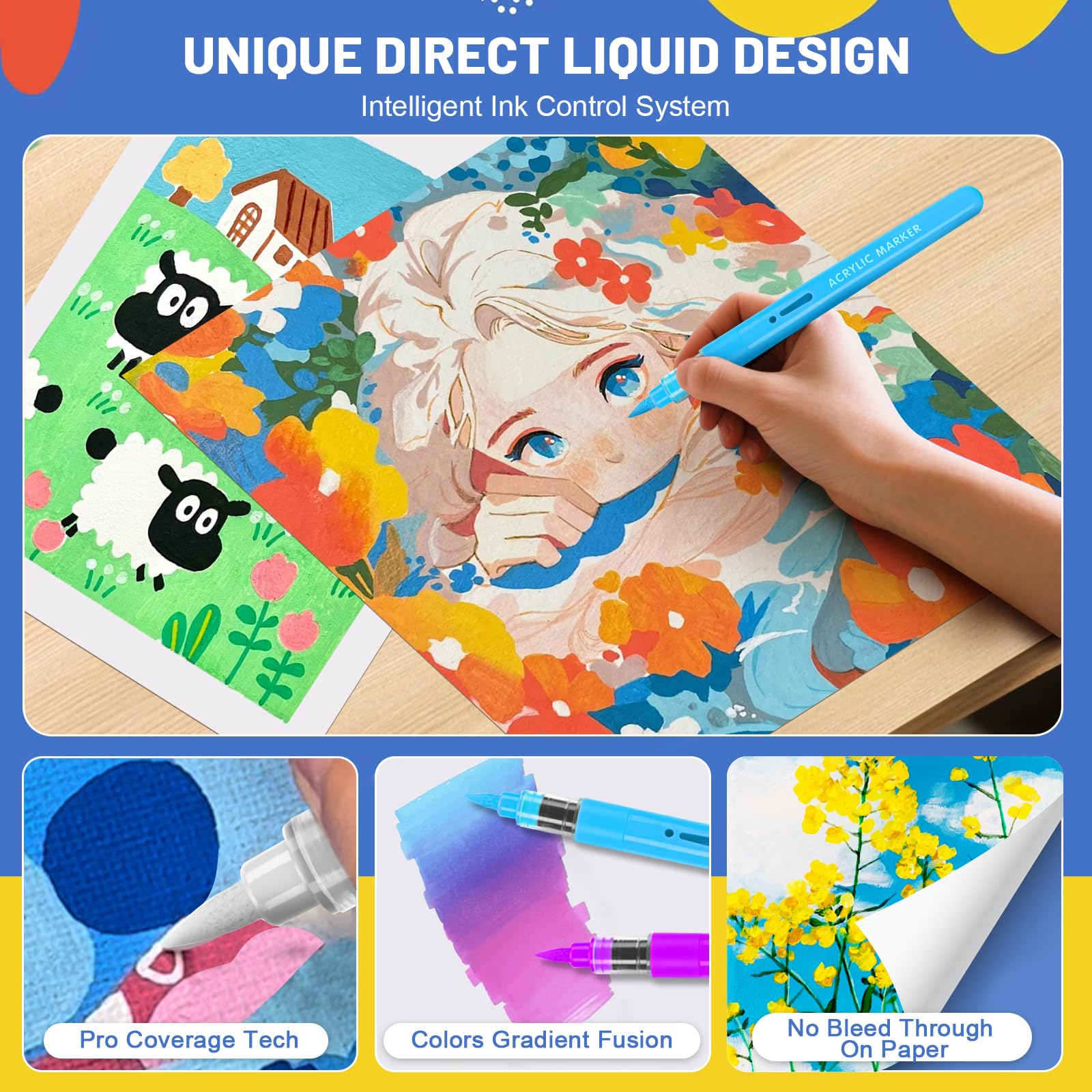 IVSUN 60 Farben Acrylstifte für Steine Wasserfest - Acrylmarker mit feine Spitze und Pinsel für Steine Bemalen Holz Leinwand Keramik Glas, 1-5mm Multimarker Acrylfarben Stifte Set